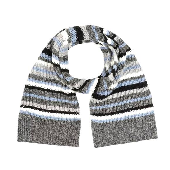 MICHAEL KORS SCARF WOMEN'S TWEED SHAKER STRIPE IN COLOR CHAMBRAY - Picture 1 of 4